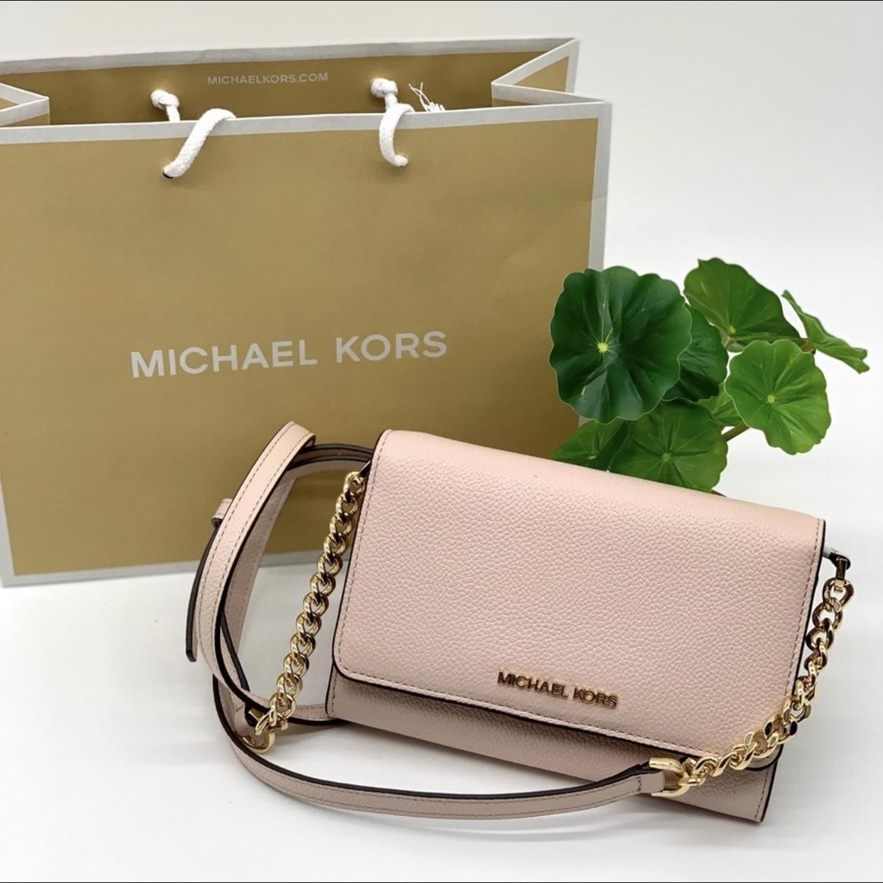 Michael Kors Jet Set Travel Medium MK Signature Leather Phone Crossbody Bag
