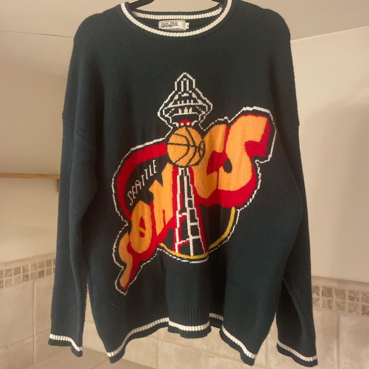 Vintage 90s Seattle Sonics knit sweater with the... - Depop