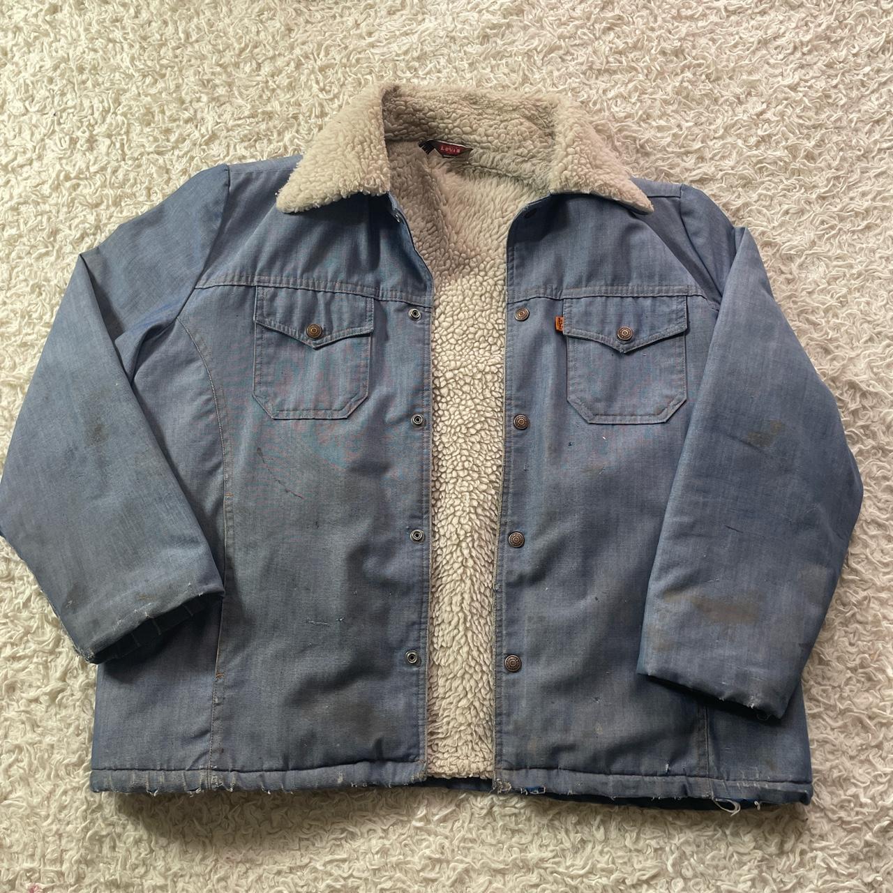 Vintage 1970s Levi’s Sherpa coat size large with... - Depop