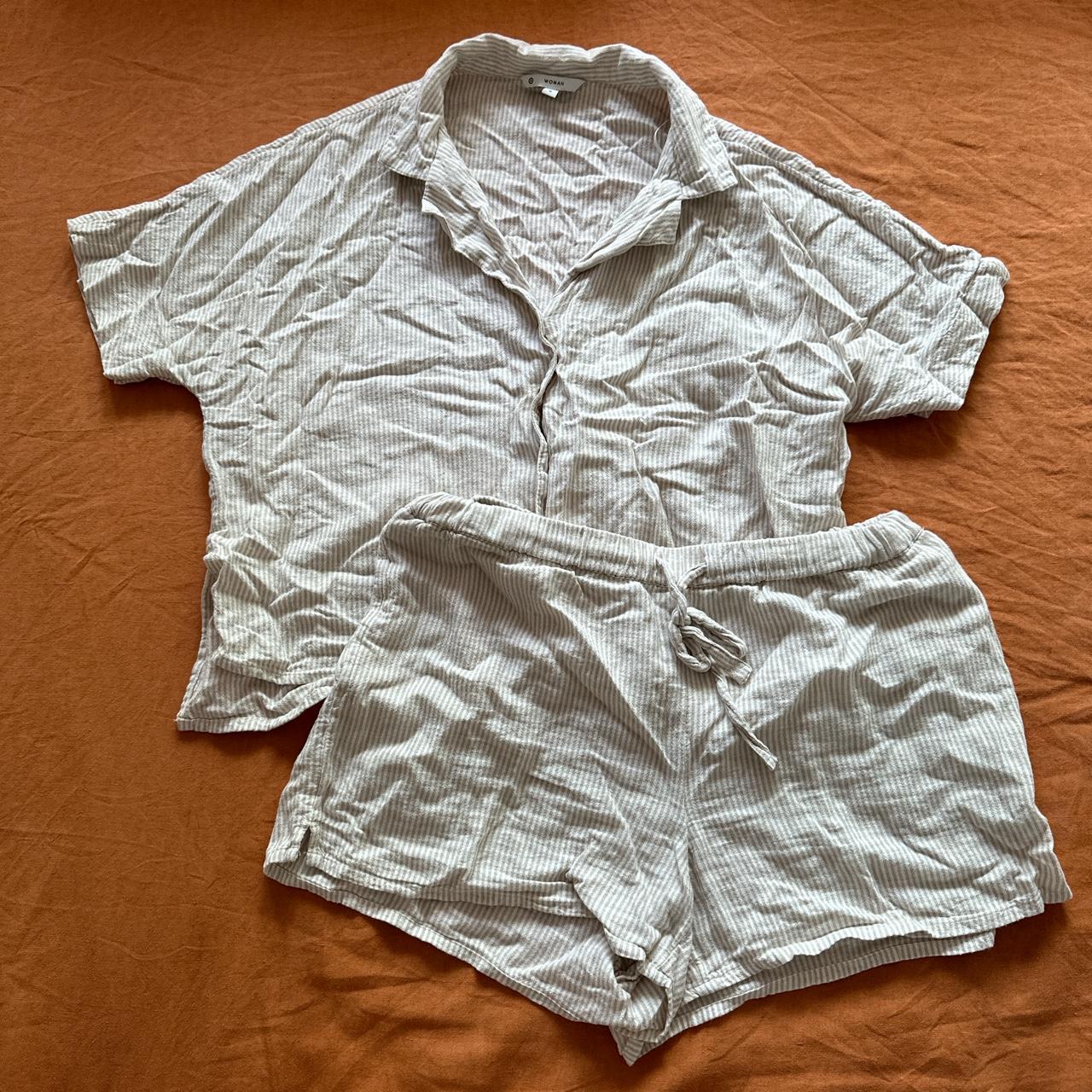 Target pinstripe linen pyjamas Size S Really comfy,... Depop