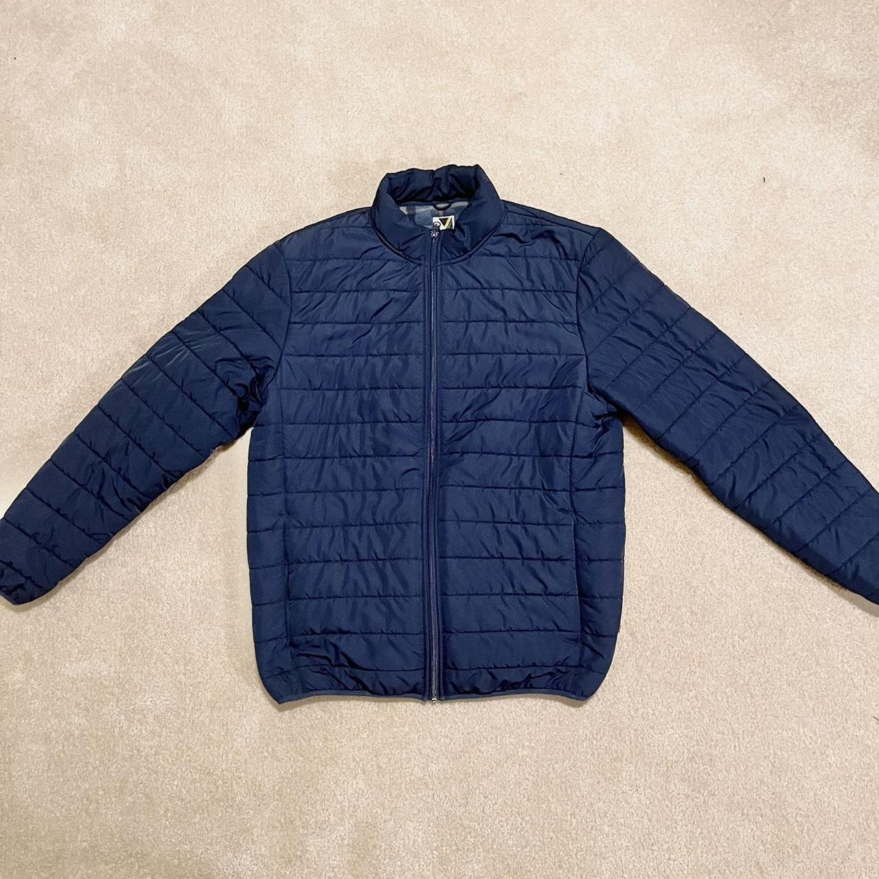VOYAGER PUFFER JACKET | size L | blue jacket with a... - Depop