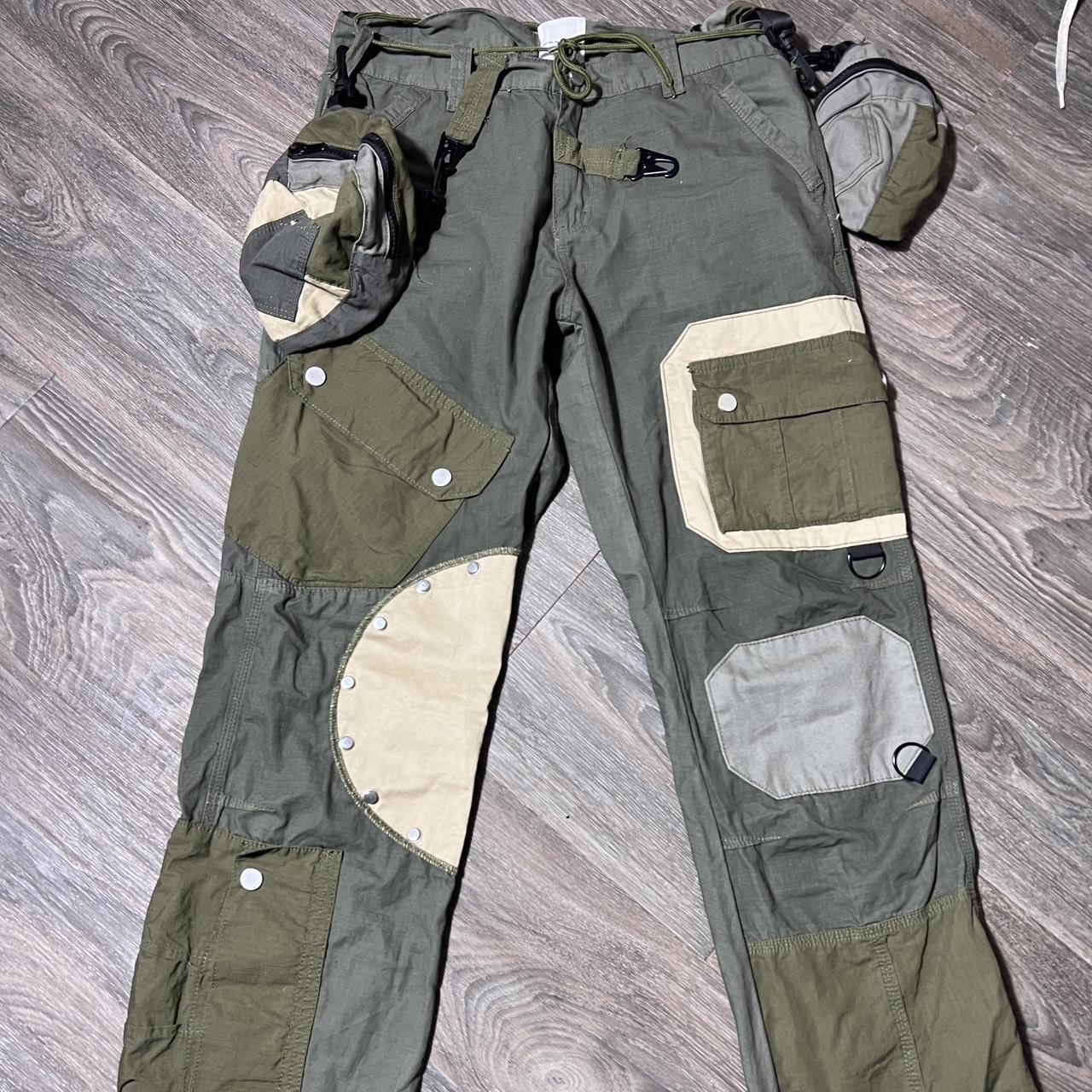 Green patchwork cargo pants Have multiple sizes.... - Depop