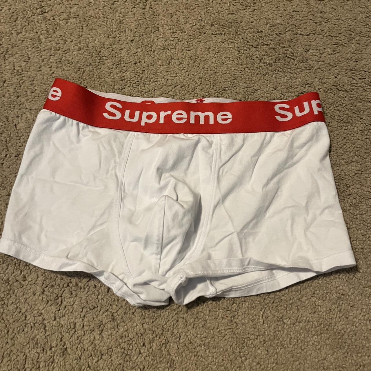 One white supreme boxer Depop