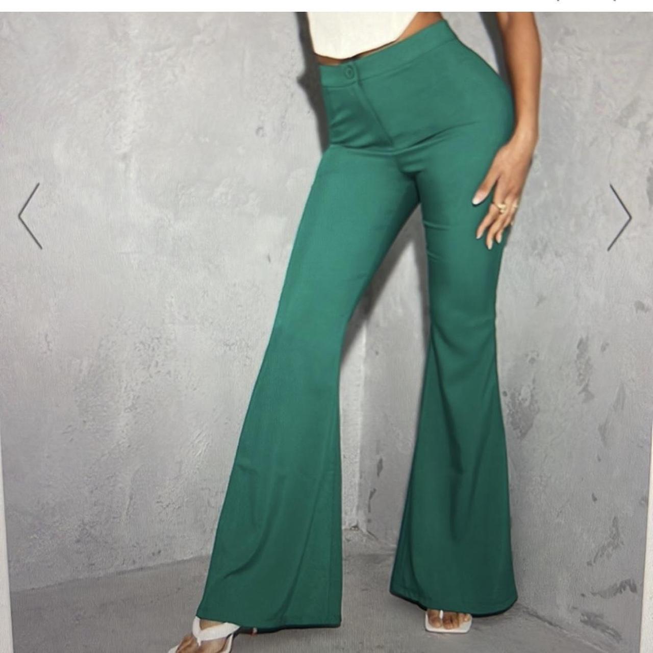 Bright Green Woven Flared Pants