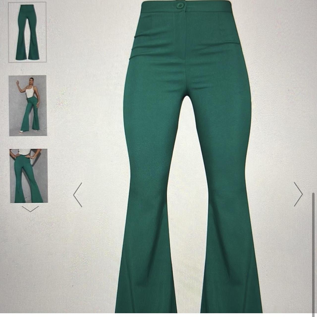 Bright Green Woven Flared Pants