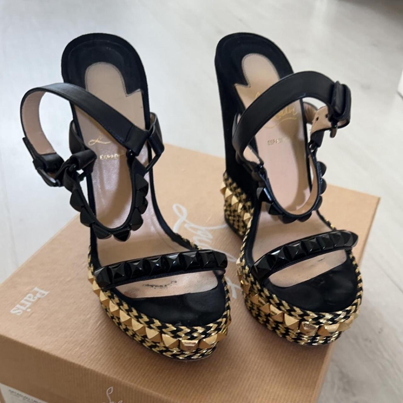 Black and gold christian louboutins best sale