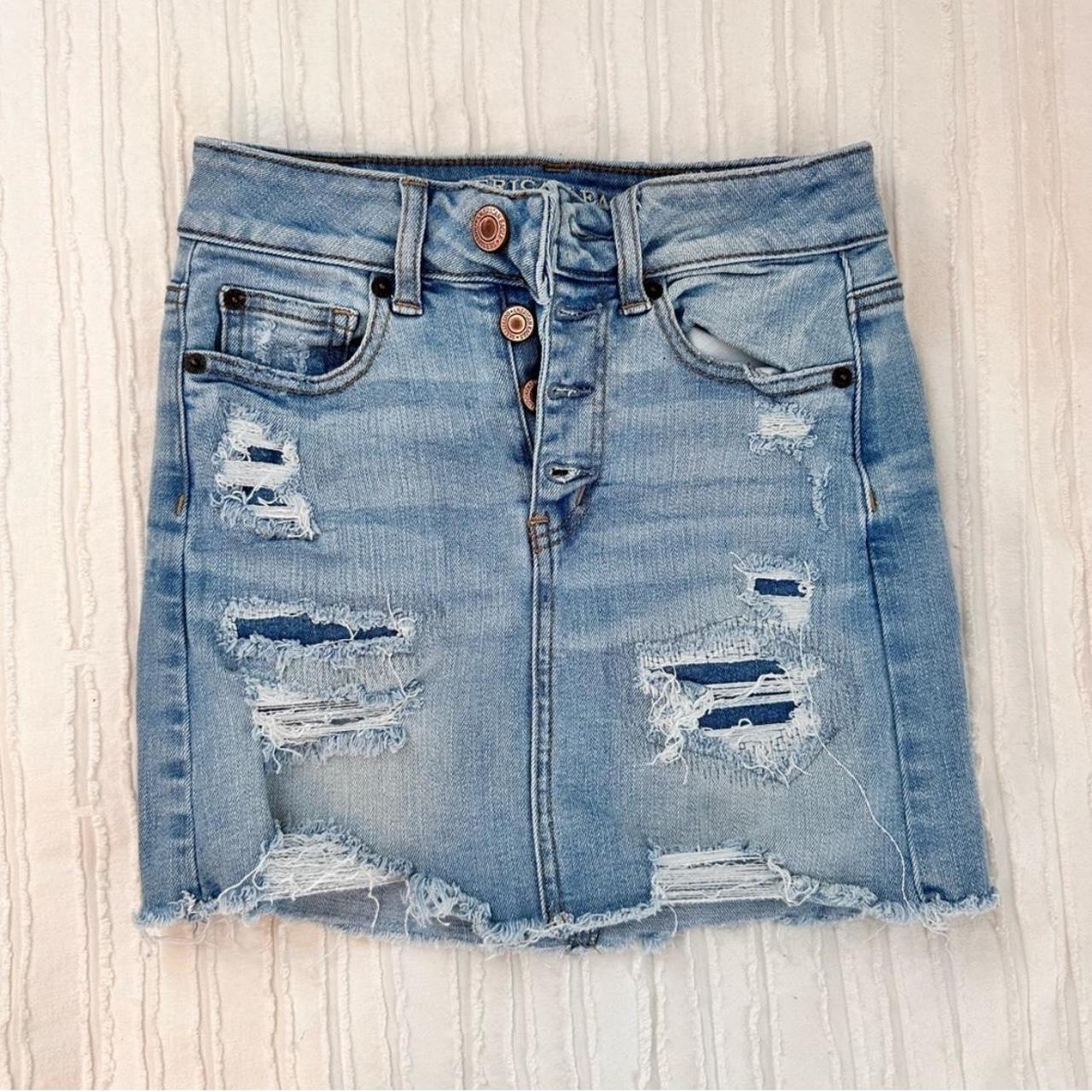 american eagle denim skirt size 00, super