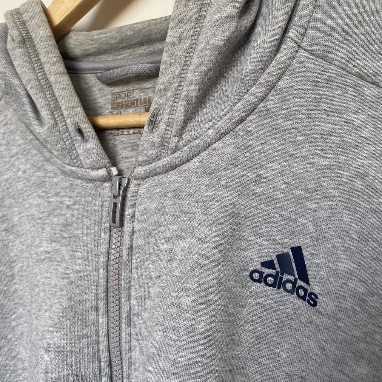 Adidas Grey Zip Up Sport Essentials Hoodie Great... - Depop