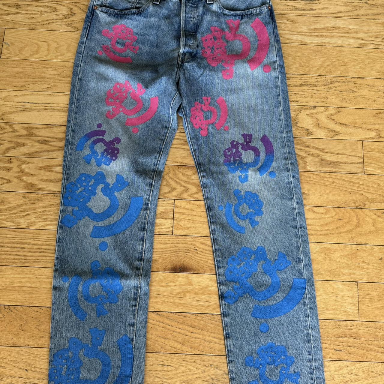 Denim Tears X Bstroy Jeans Pink & blue 33 x... - Depop