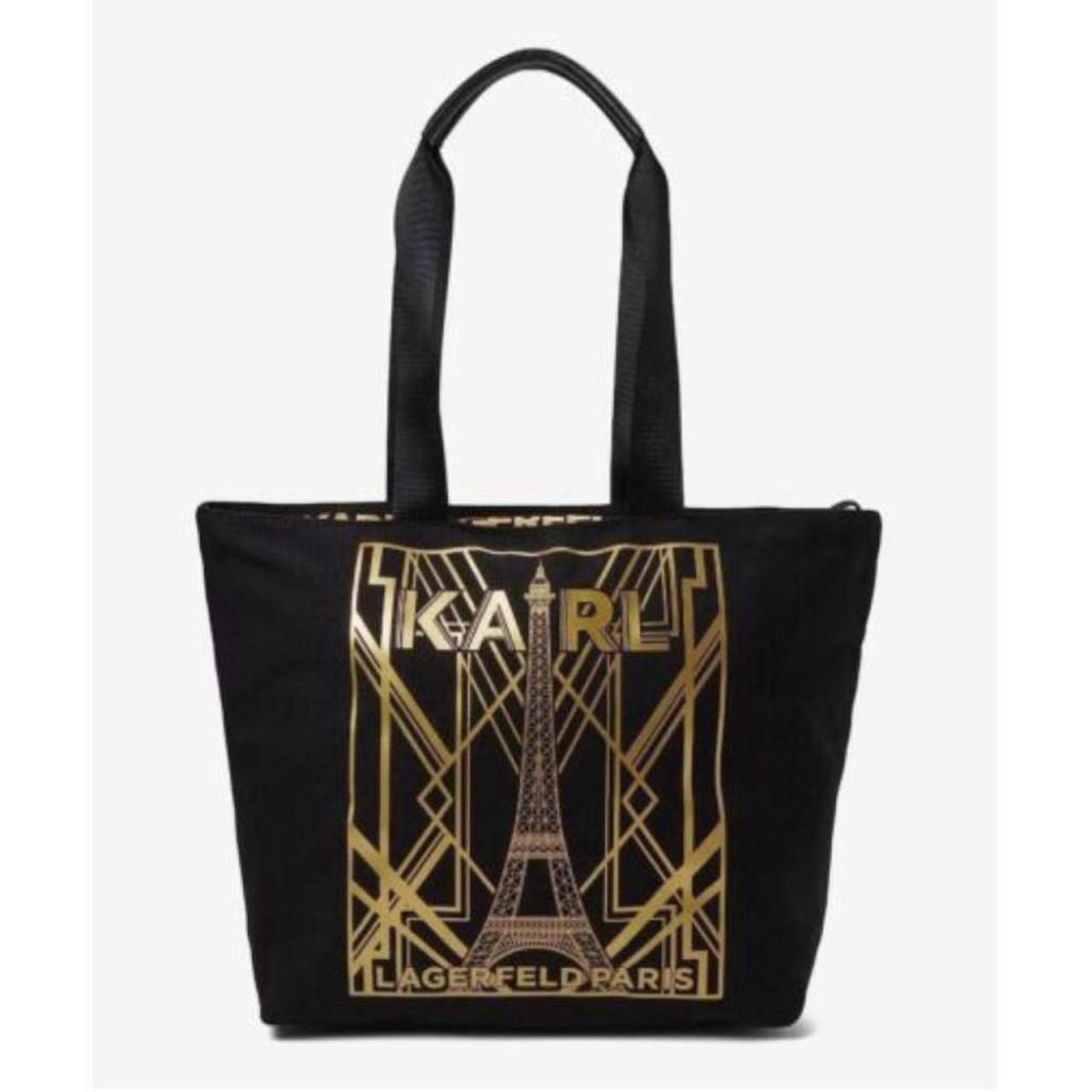 Paris Zipper Black Tote Bag