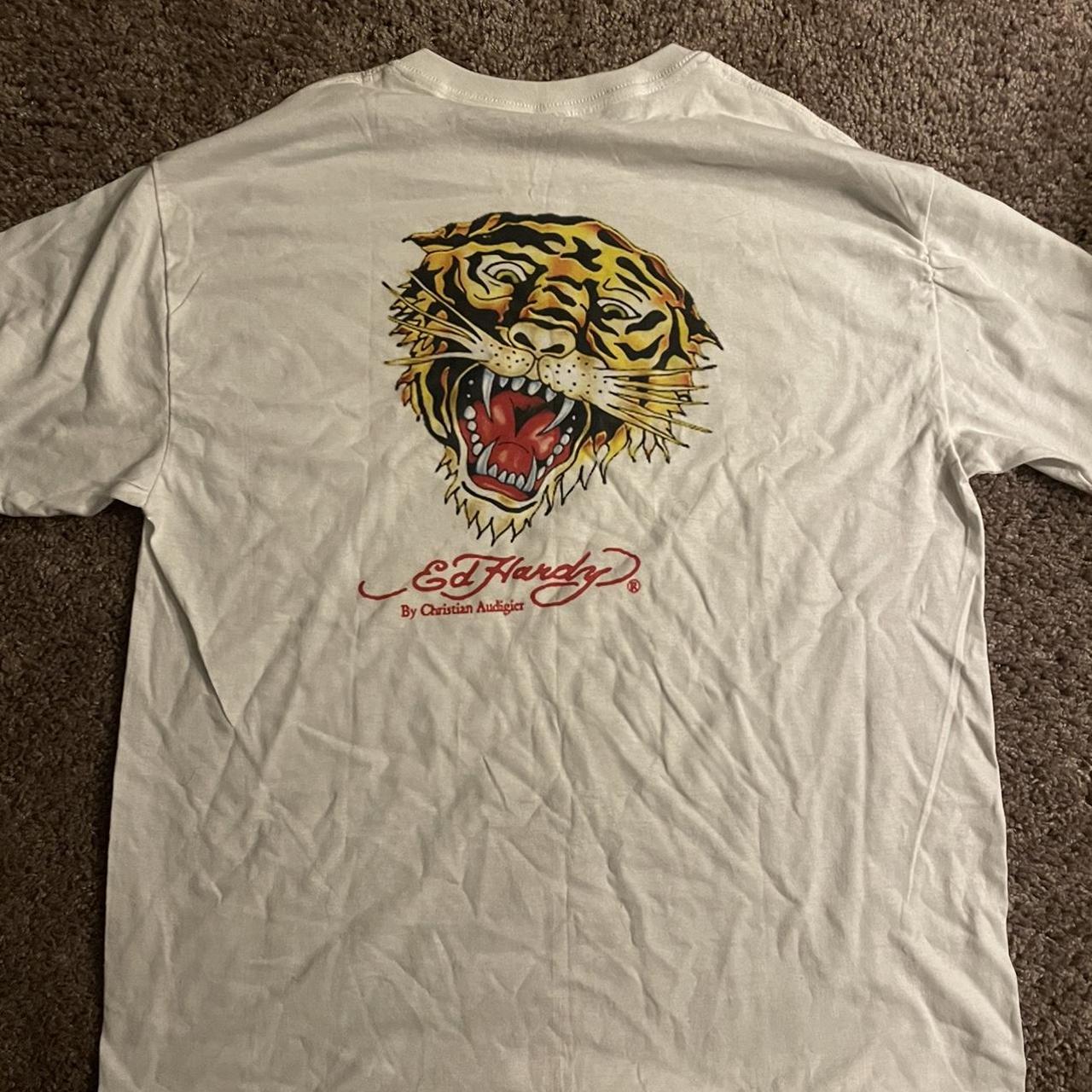 Ed Hardy Men's White T-shirt | Depop