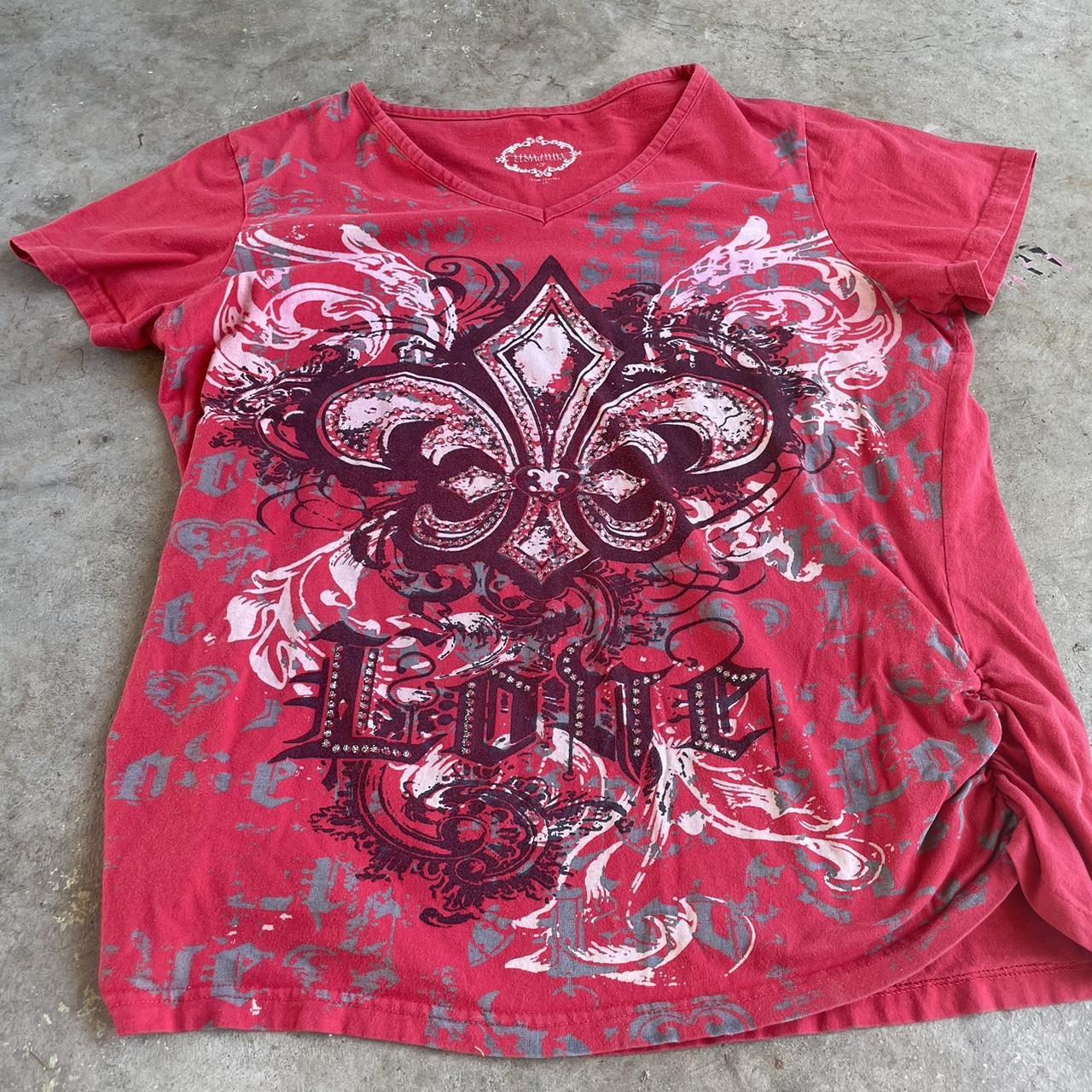 Affliction style women’s y2k shirt. No... - Depop