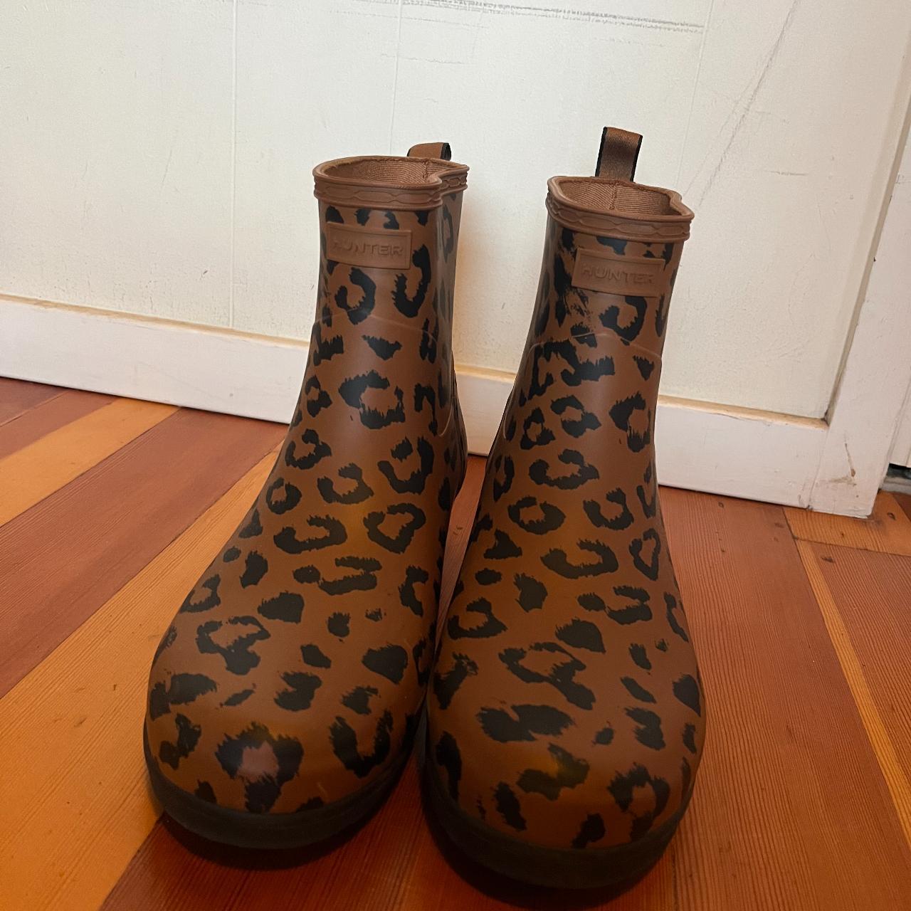 Hunter Ankle Leopard Print Rain Boots Size 10/EU... - Depop