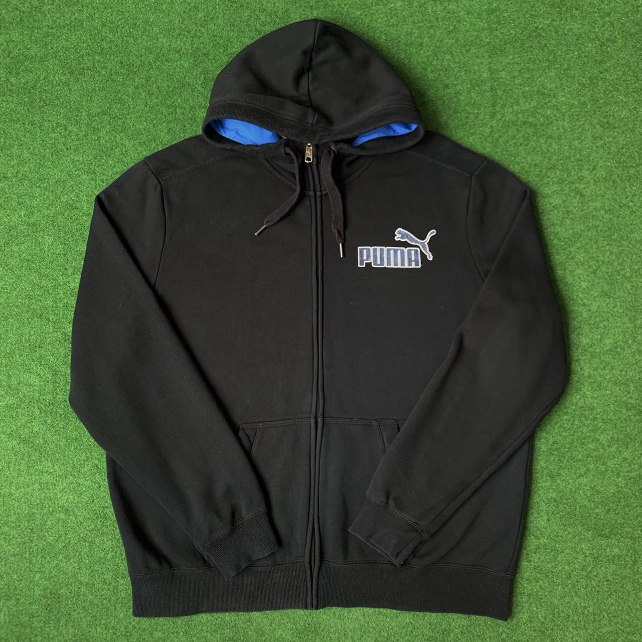 Puma Men's Black and Blue Hoodie | Depop