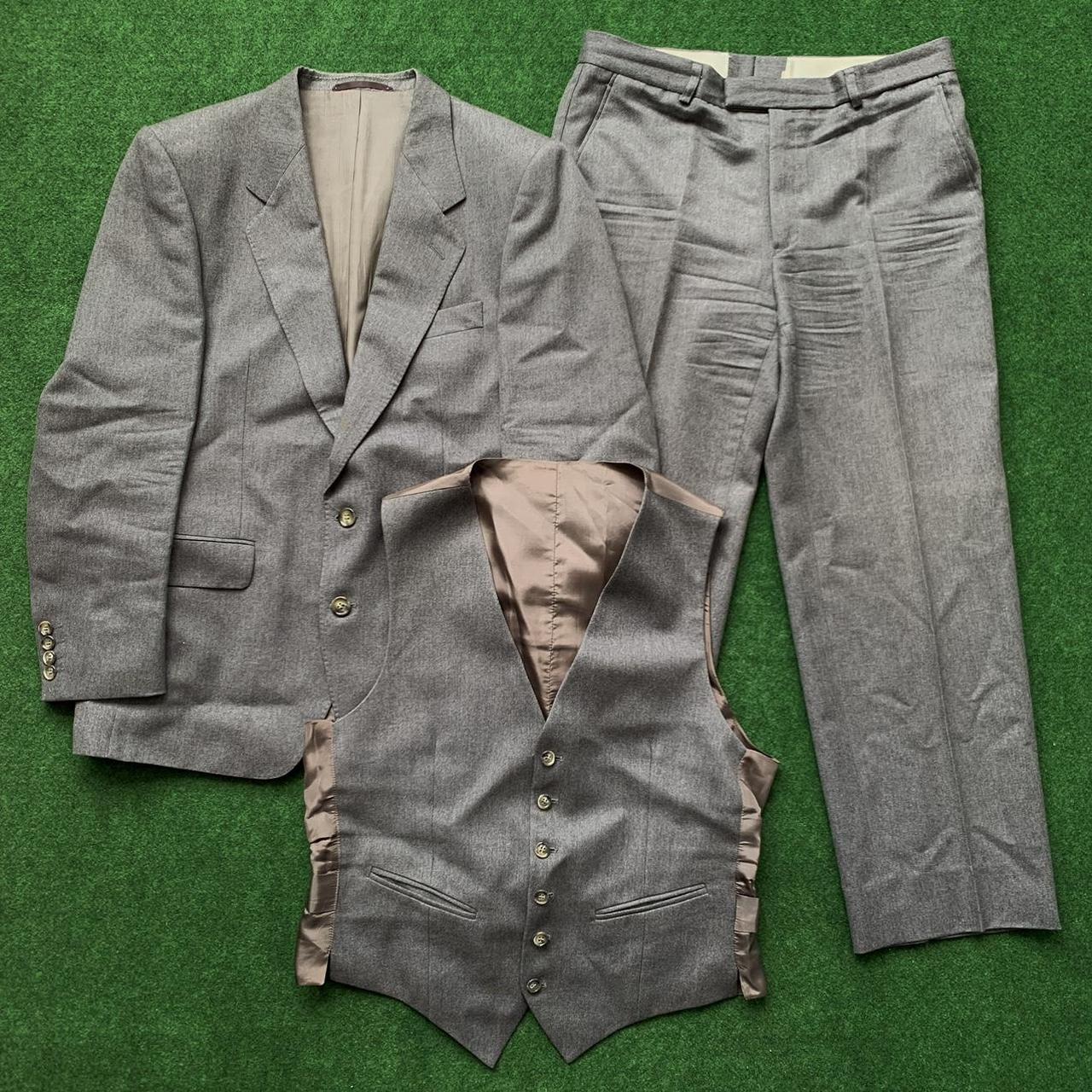 Mr Harry grey woollen 3piece suit Includes blazer,... Depop