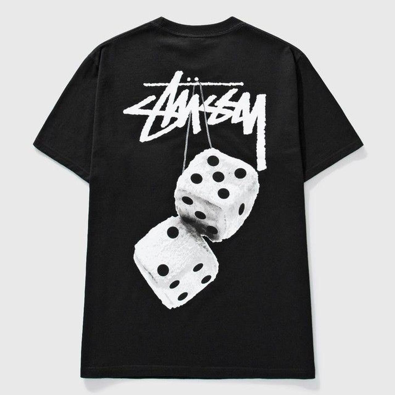 Stüssy Men's Black and White T-shirt | Depop