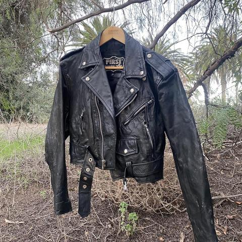 First genuine clearance leather biker jacket