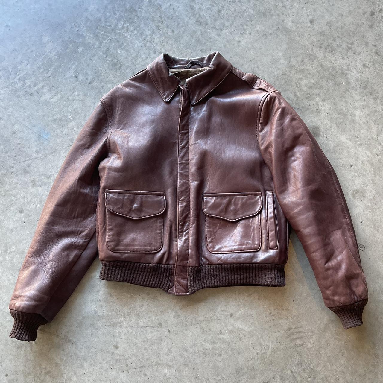 Vintage Avirex Pilot Leather Jacket Size: 40 Offers... - Depop
