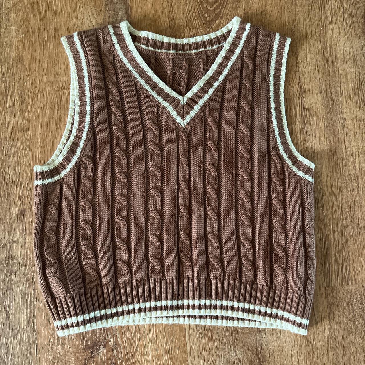 Brown knitted vest Depop