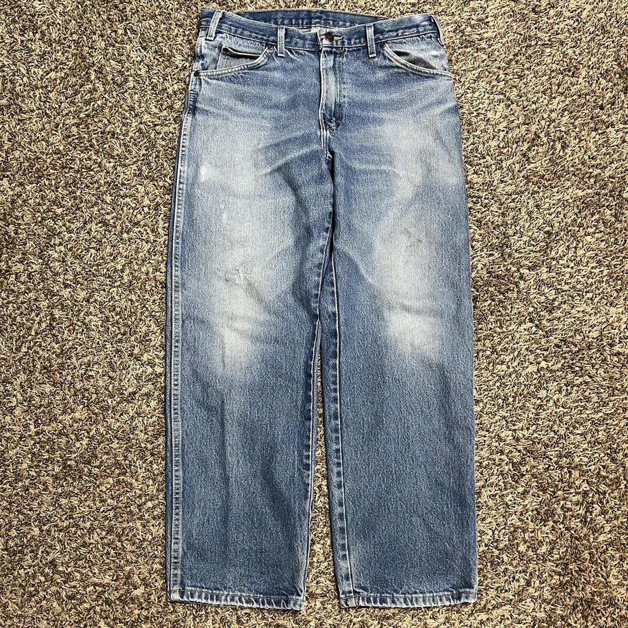 Dickies Men's Blue and White Jeans | Depop