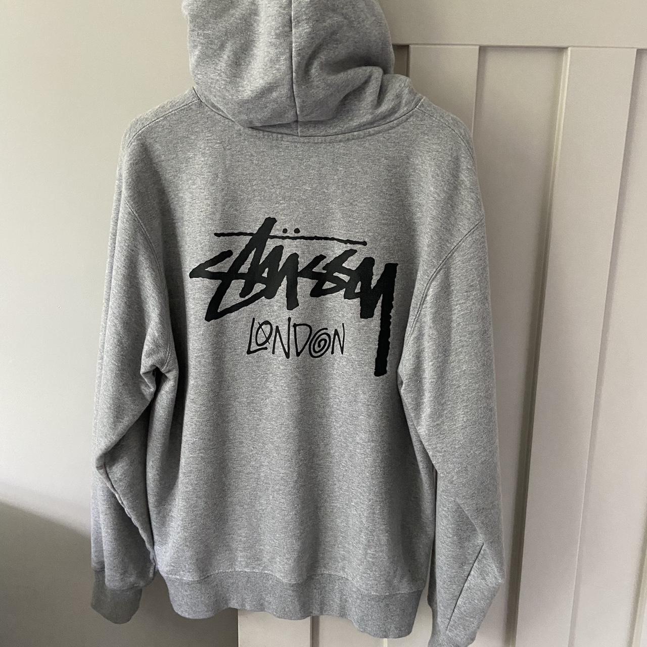 Stussy grey hoodie size medium fits tts and is in... Depop