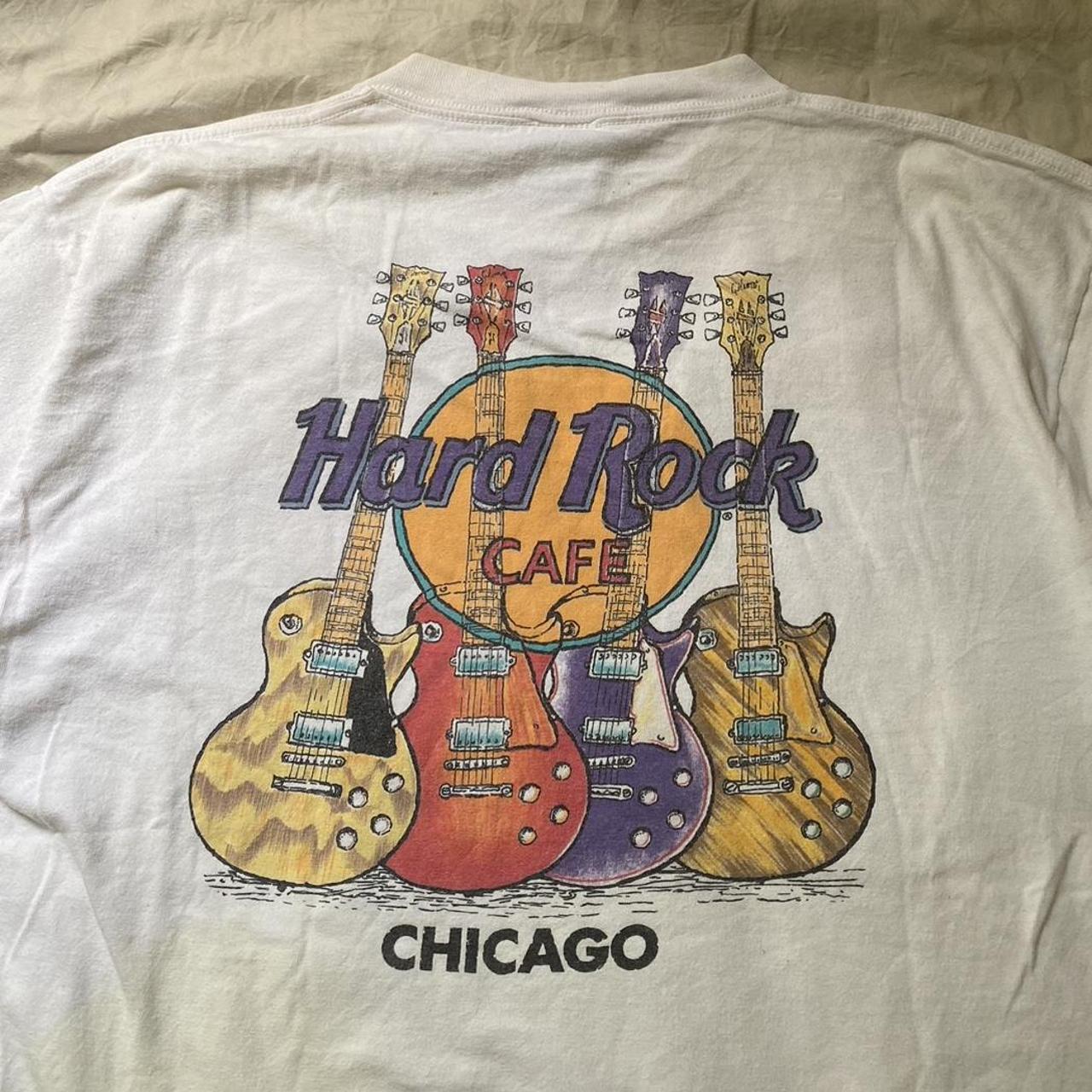 90S HARD ROCK CAFE CHICAGO GUITARS TSHIRT SIZE... - Depop