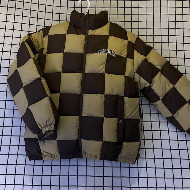 Supreme Checkerboard Puffy Jacket - Depop