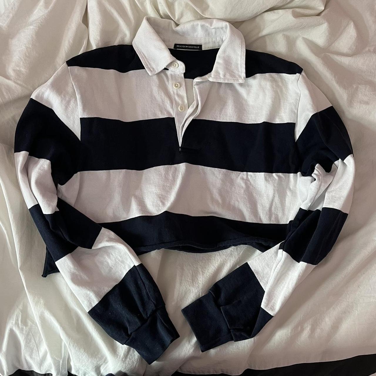 Brandy Melville rugby crop long sleeved top. Very... Depop