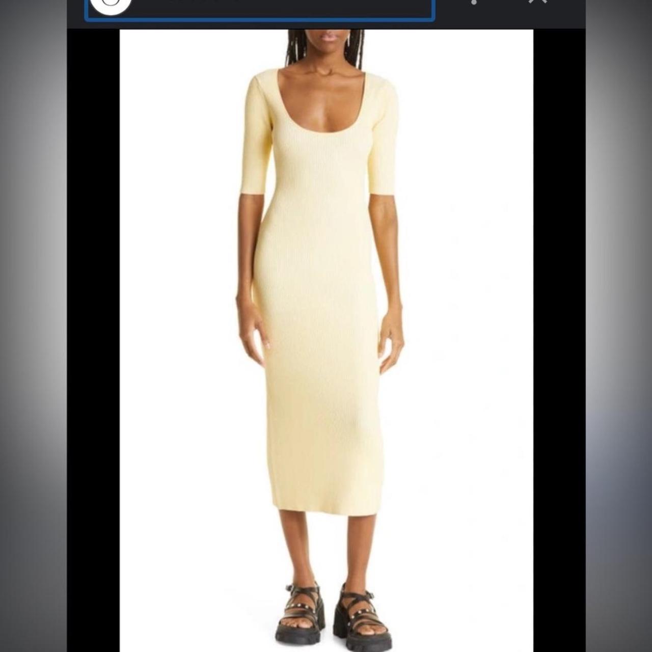 Ganni melange knit ribbed midi dress pale yellow. Depop