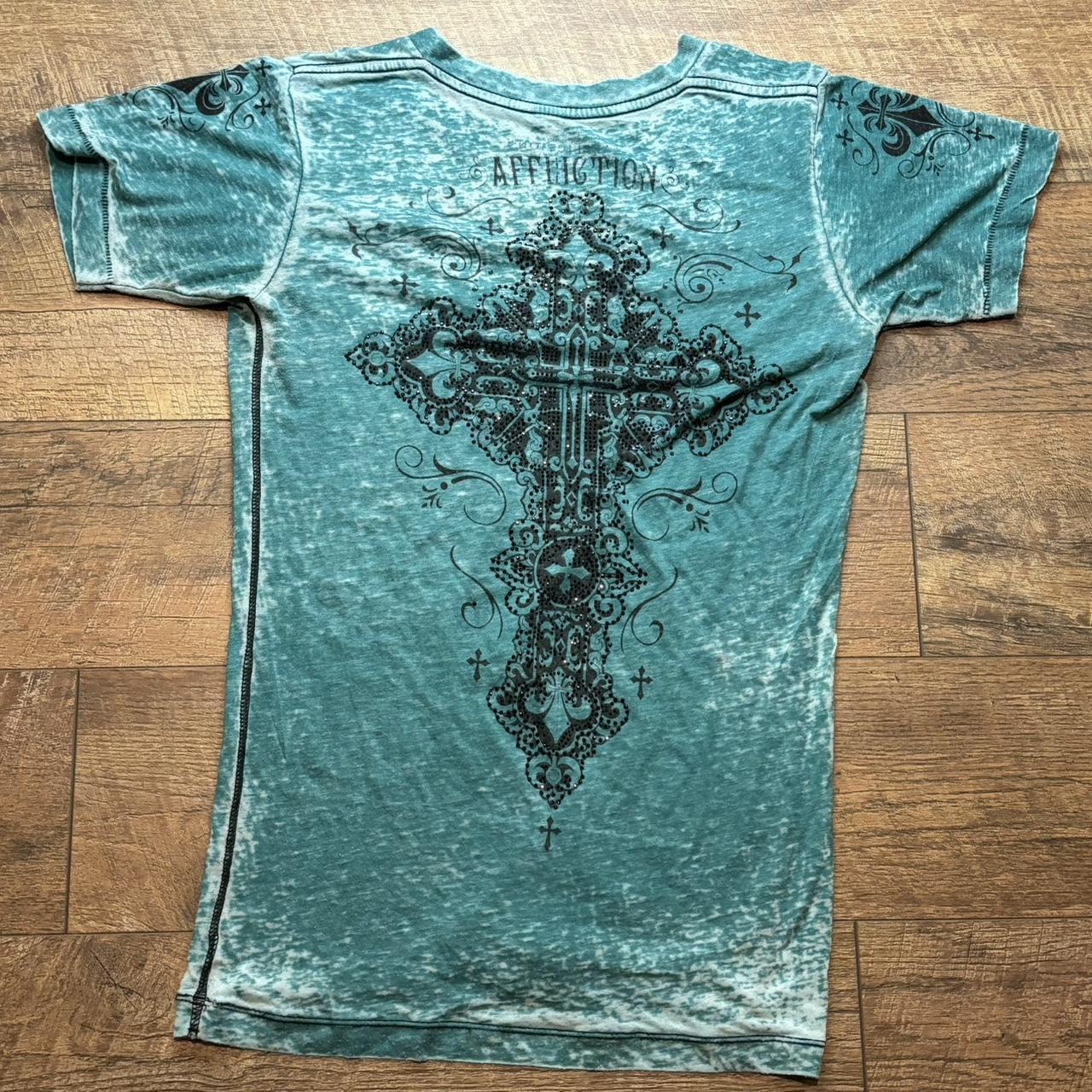 Affliction Cross Grunge 2000s Women’s Top Tshirt No... - Depop