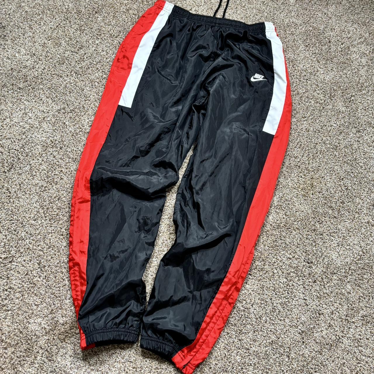 Nike Men's Pants - Black/Multi - L – Y2K Red Nike Baggy Black Striped Essential …