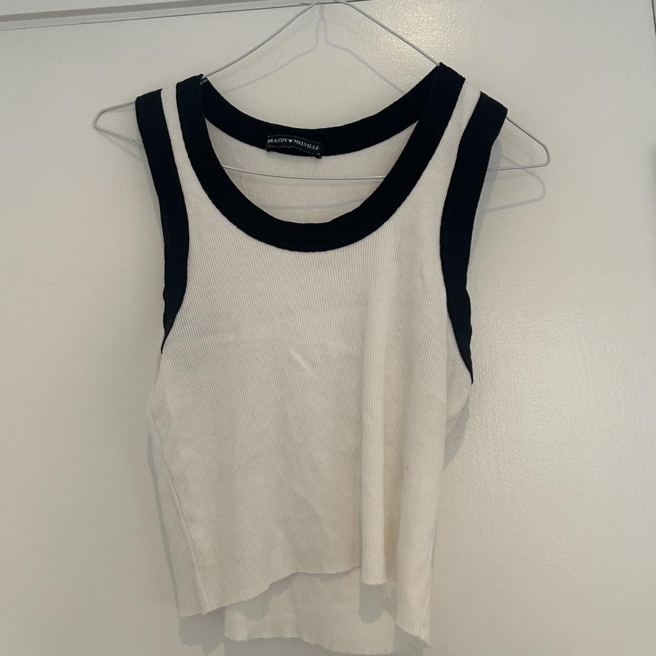 Black and white brandy Melville tank Would fit xs-m... - Depop