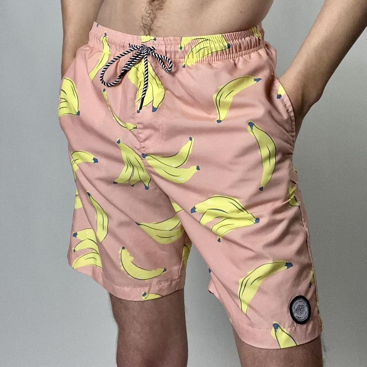 Pink and yellow Banana Swim Trunks 🍌 • made by... - Depop