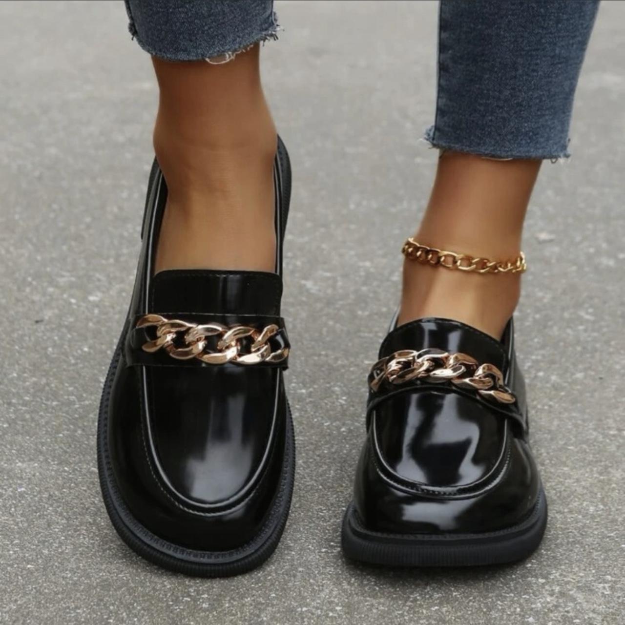 SHEIN Women's Black Loafers Depop