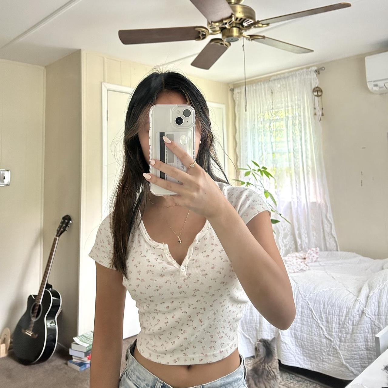 brandy melville floral top - Depop