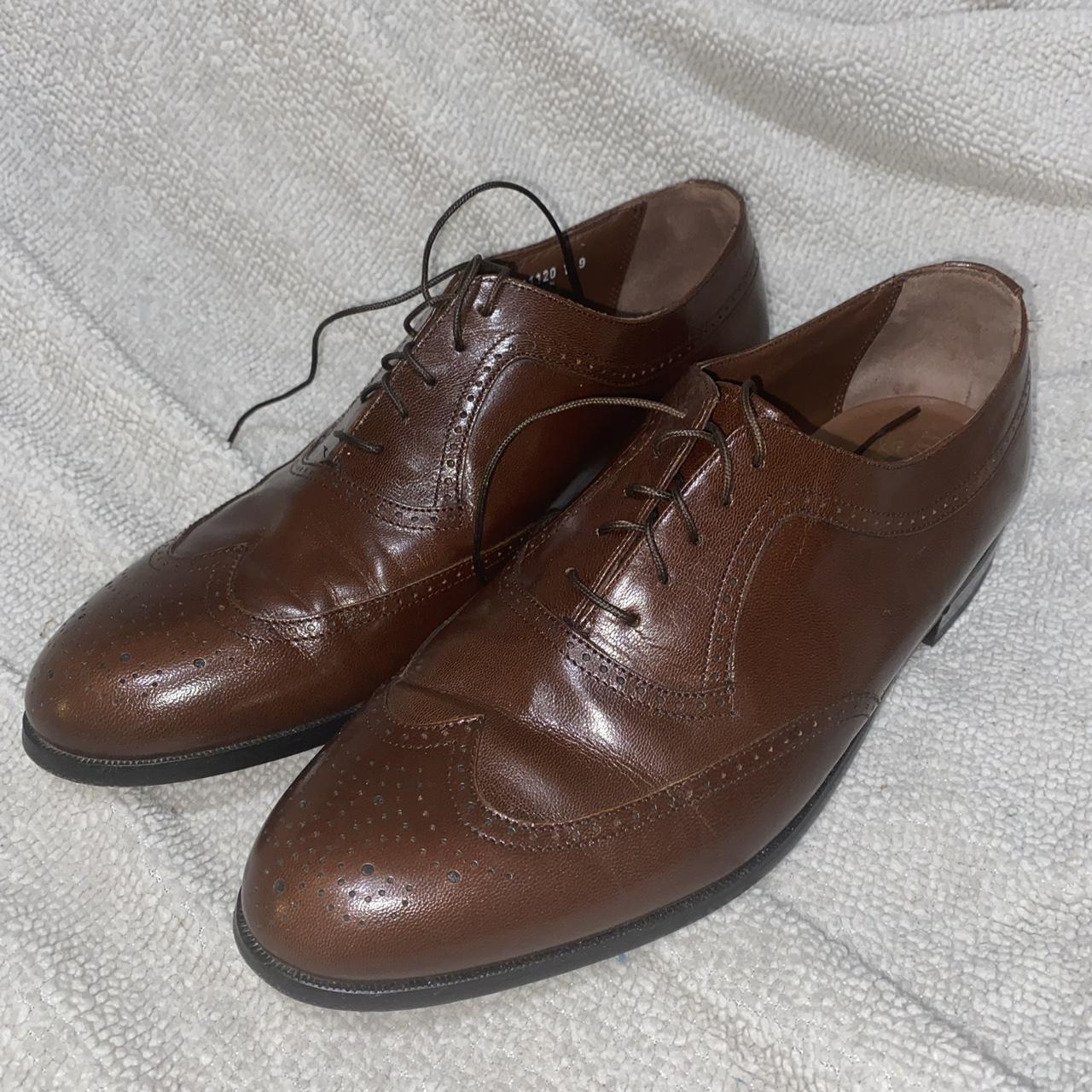 Hanover Mens Dress Shoes Size 9.5 Brown Leather With... - Depop