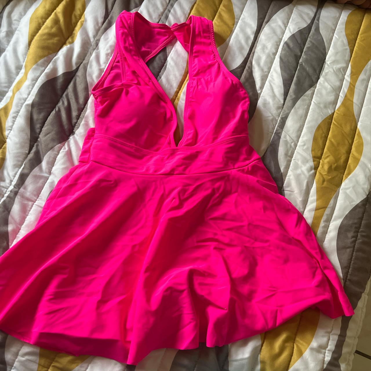 Hot pink one piece swimsuit summer swim dress