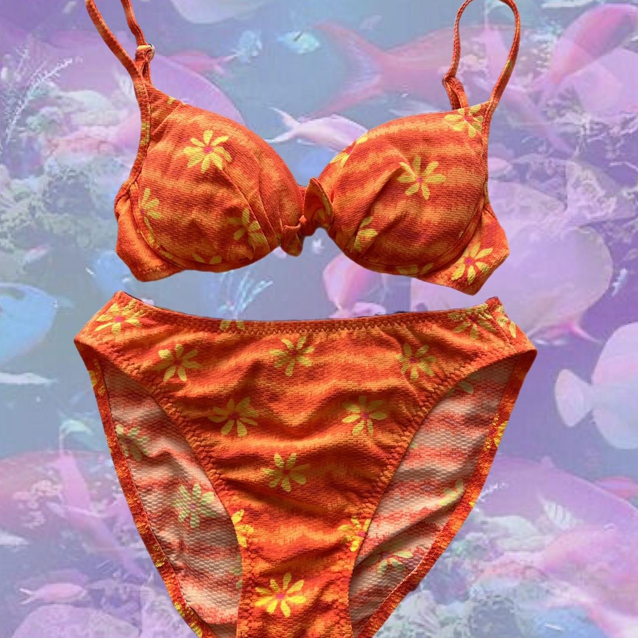 California Waves Women's Orange and Yellow Bikinis-and-tankini-sets