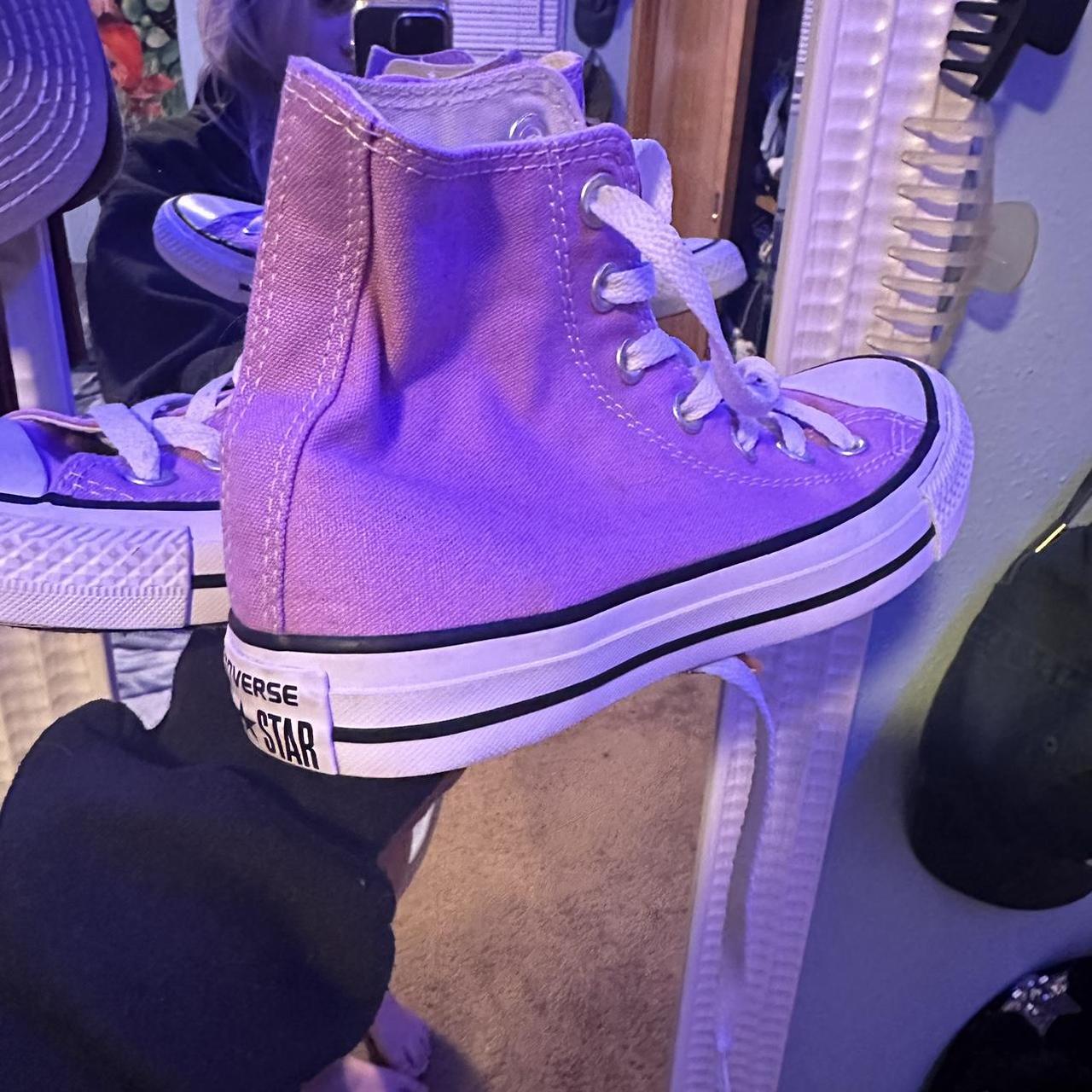 Super cute purple converse in a size 6 women’s Has... - Depop