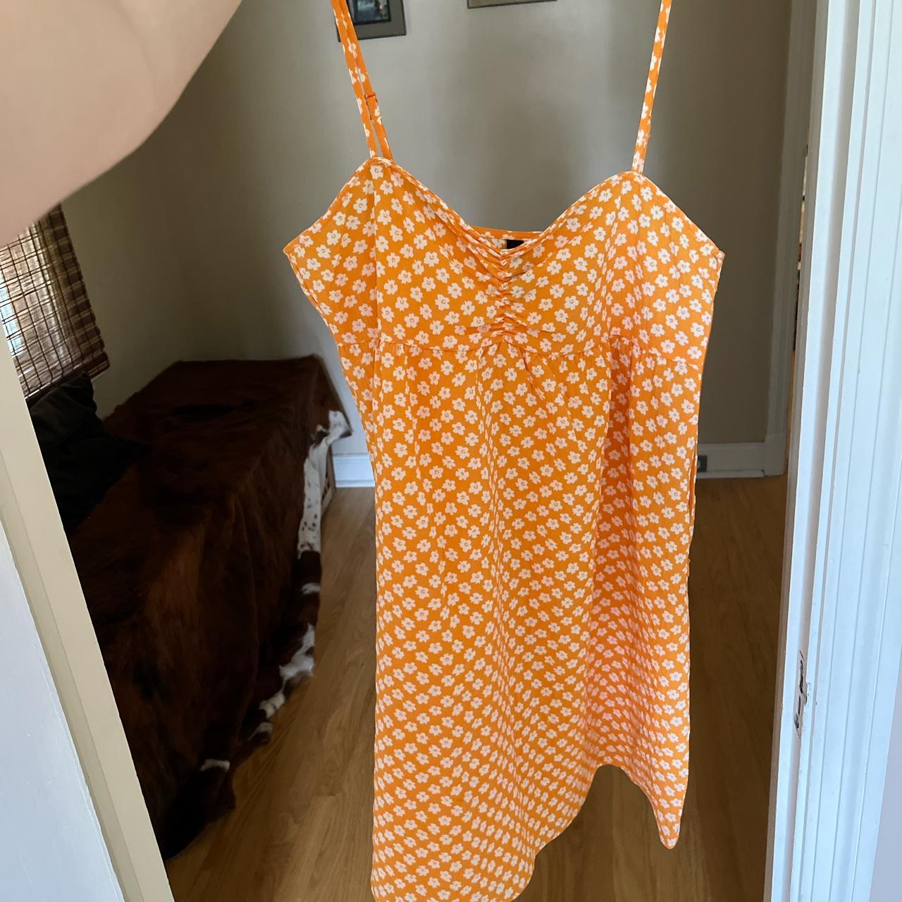 H&M orange flower dress! Never wore! Super cute for... Depop