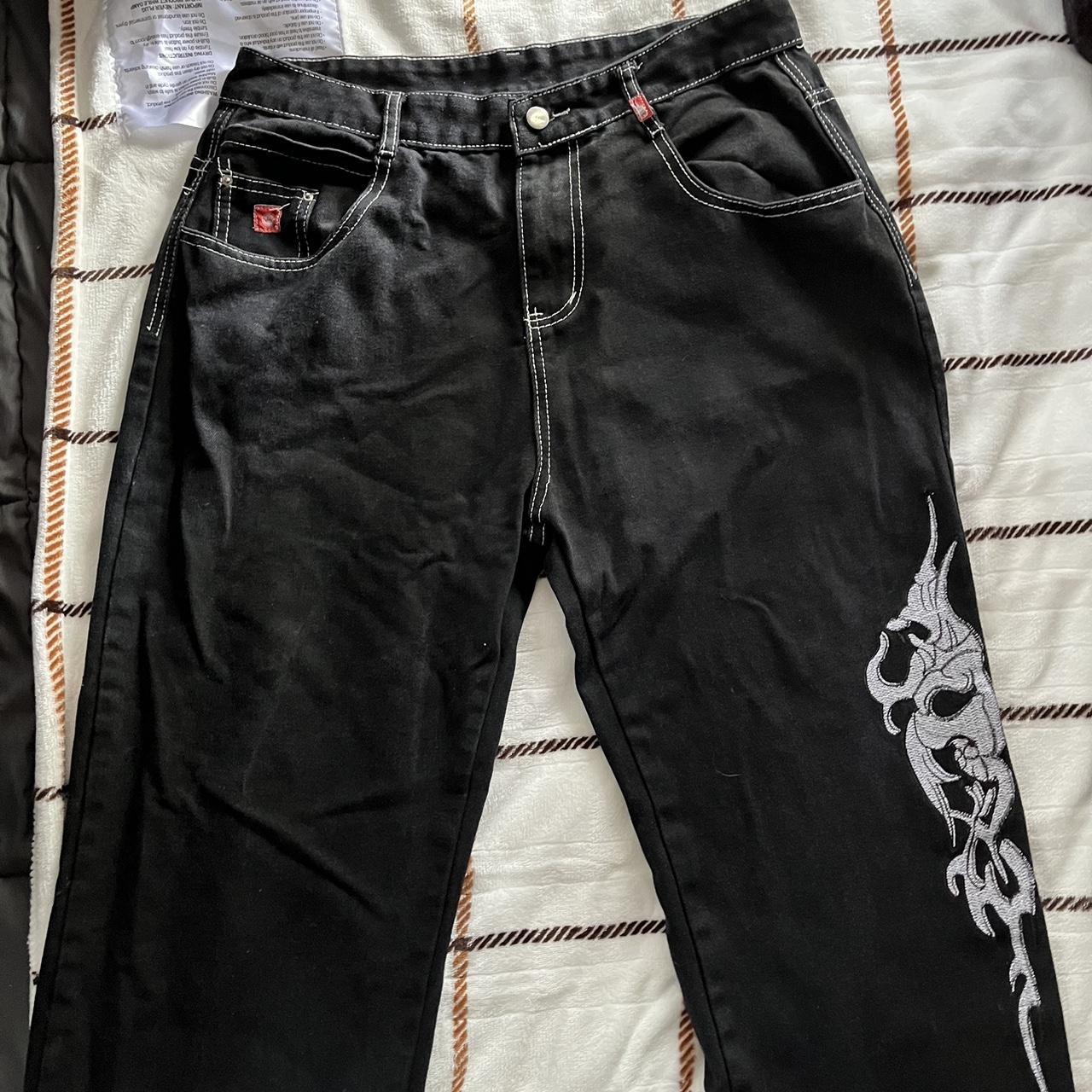 size: 32 waist jnco embroidered tribals fit baggy... - Depop
