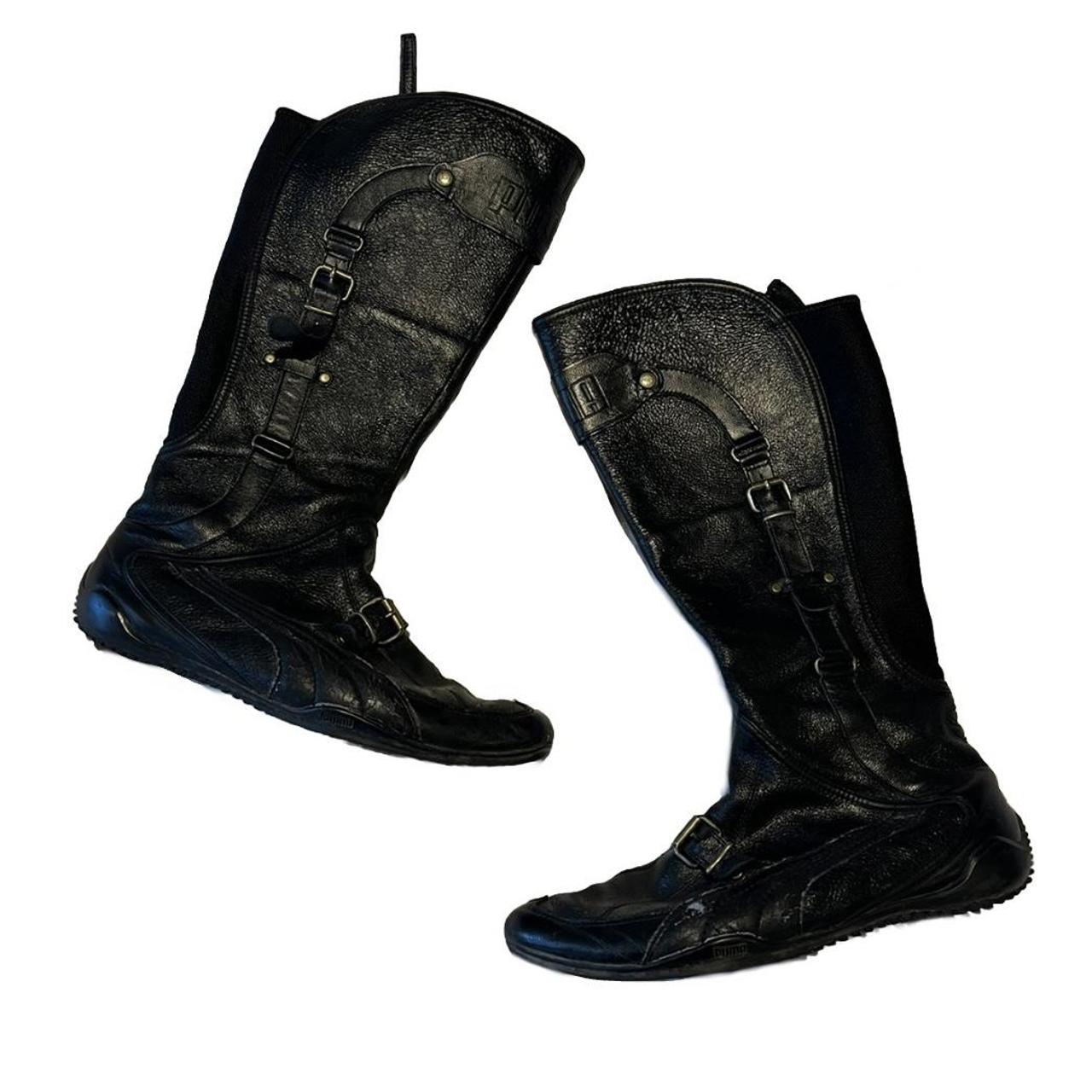 2000s rare vintage puma boxing biker boots black... Depop