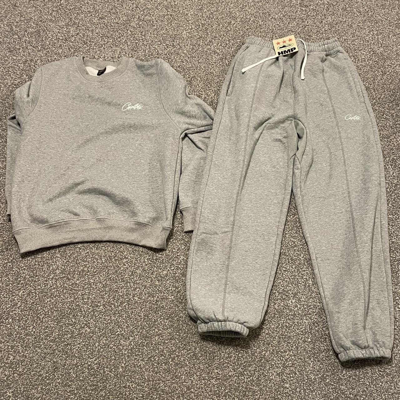 GREY CORTEIZ HMP TRACKSUIT- crewneck and... - Depop