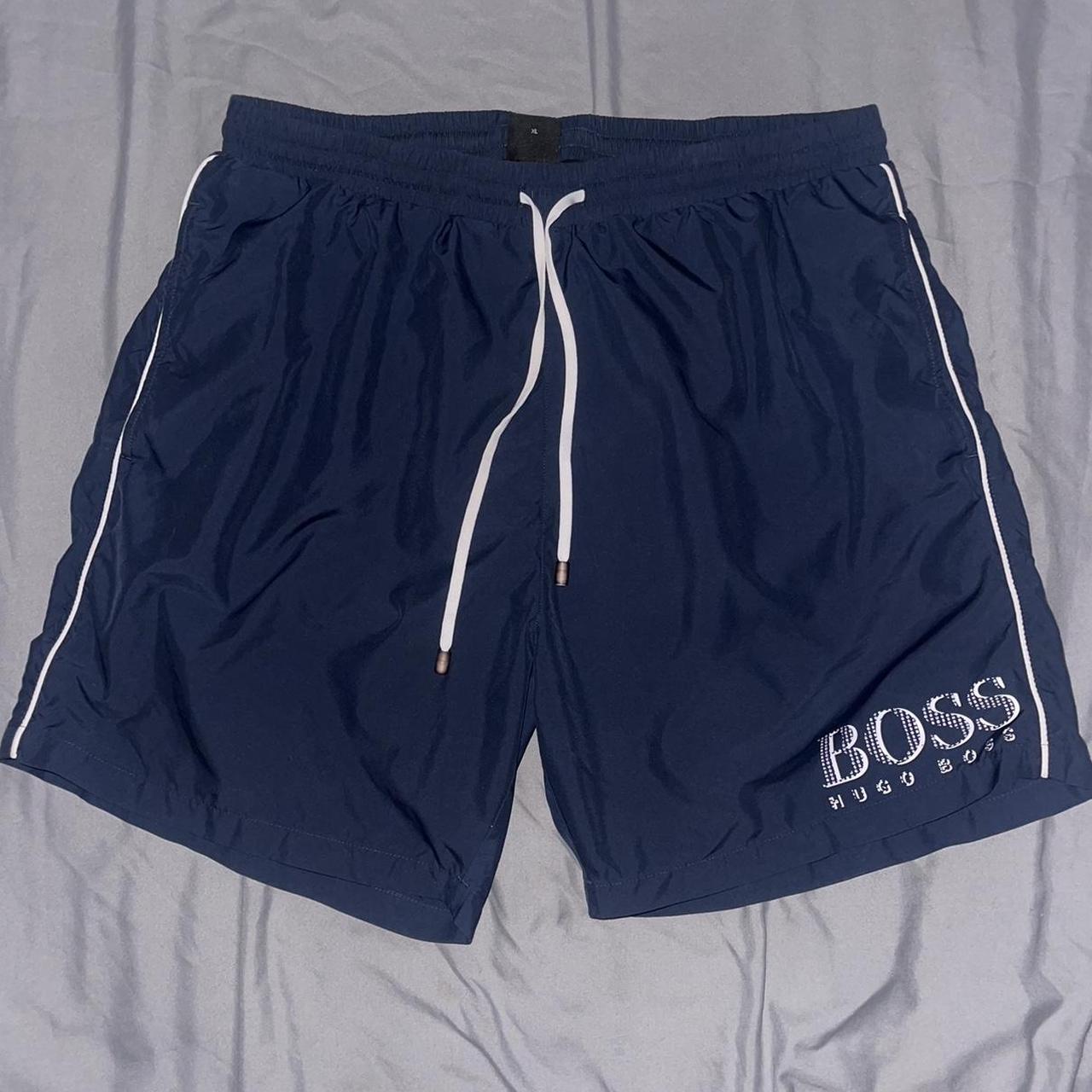 Hugo Boss Men's Navy and White Shorts Depop