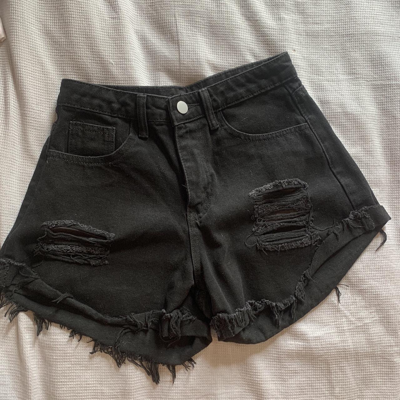 Selling these black denim shorts from shein Never... - Depop