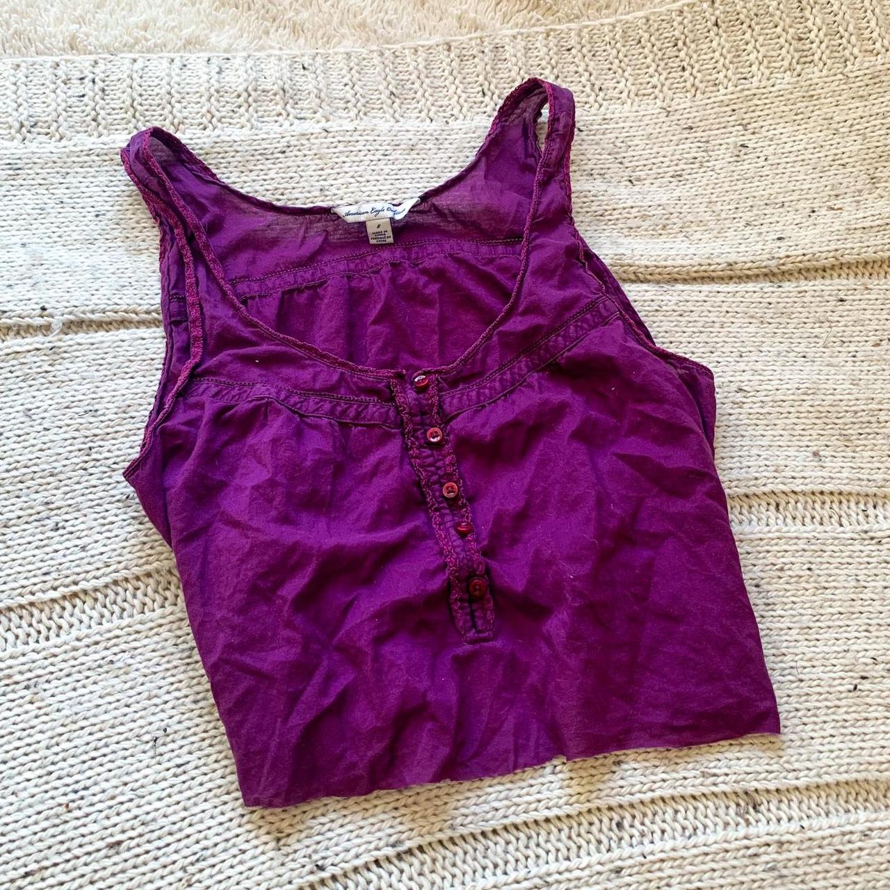 American Eagle Outfitters Women's Purple and Burgundy Crop-top | Depop