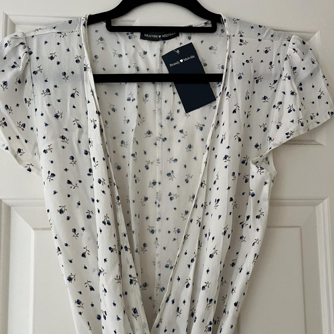 Brandy Melville Dainty Blue floral dress with tie... Depop