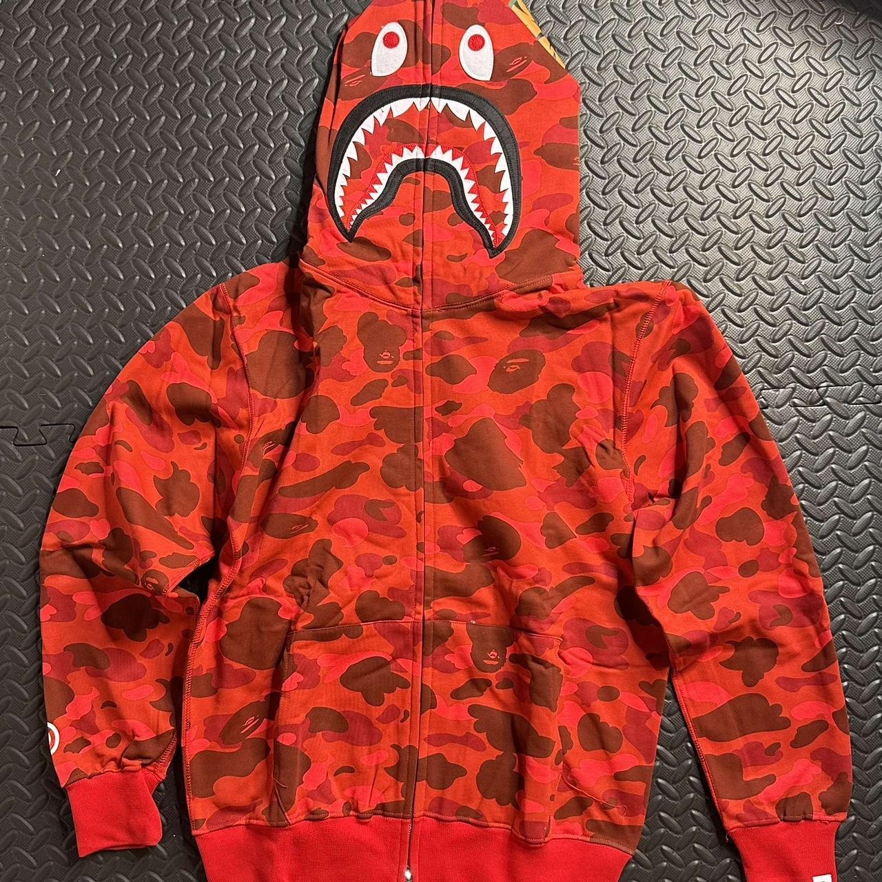 Bape, Sweaters, Bape Full Zip Hoodie Red Camouflage