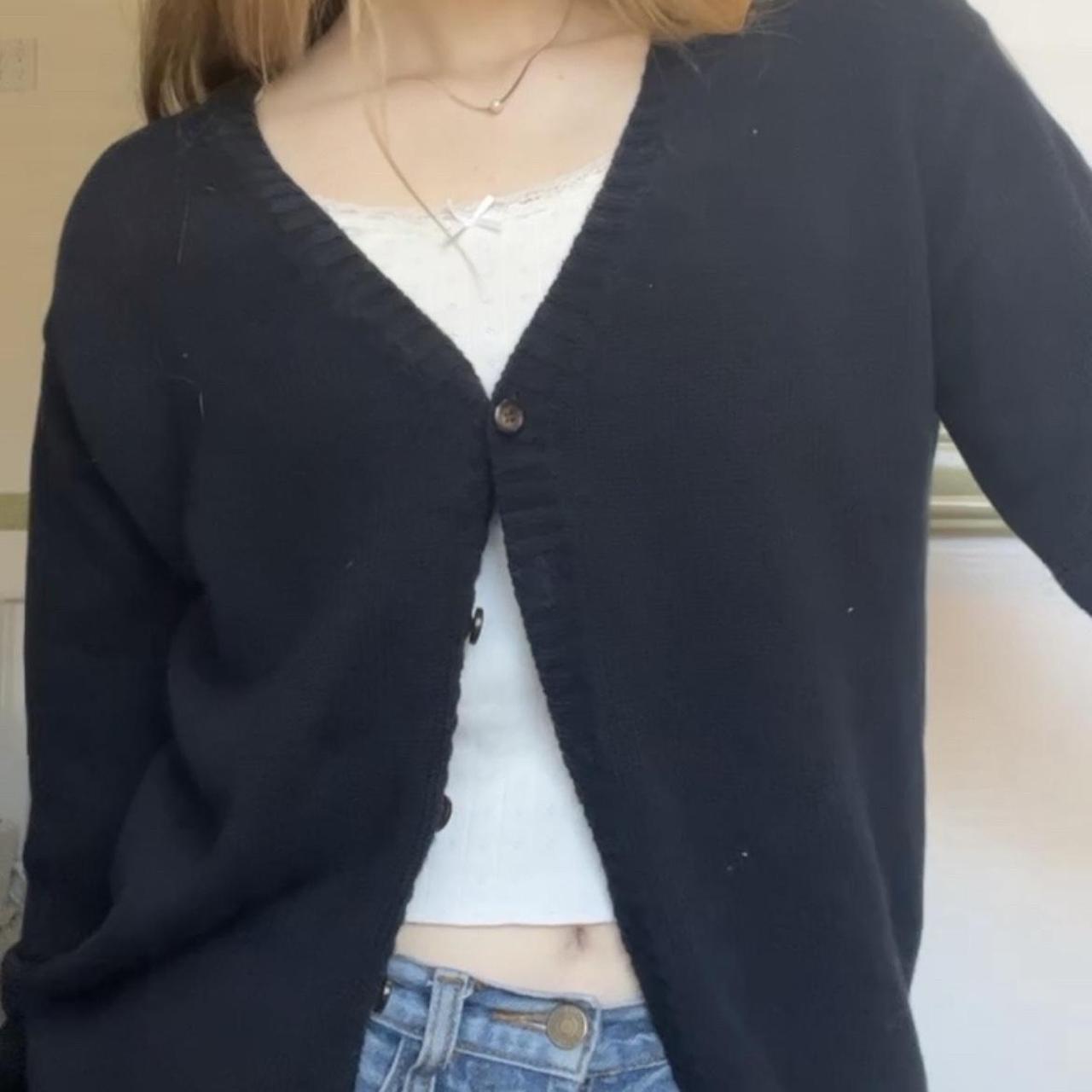 Black button up cardigan small love by lottie... - Depop