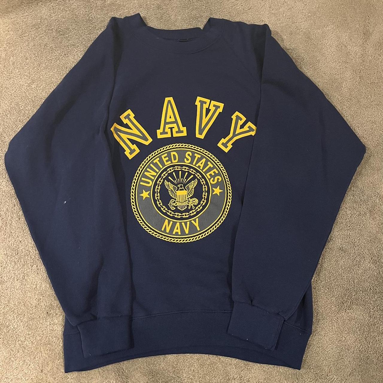 Vintage 90s NAVY Crewneck -size is large but fits... - Depop